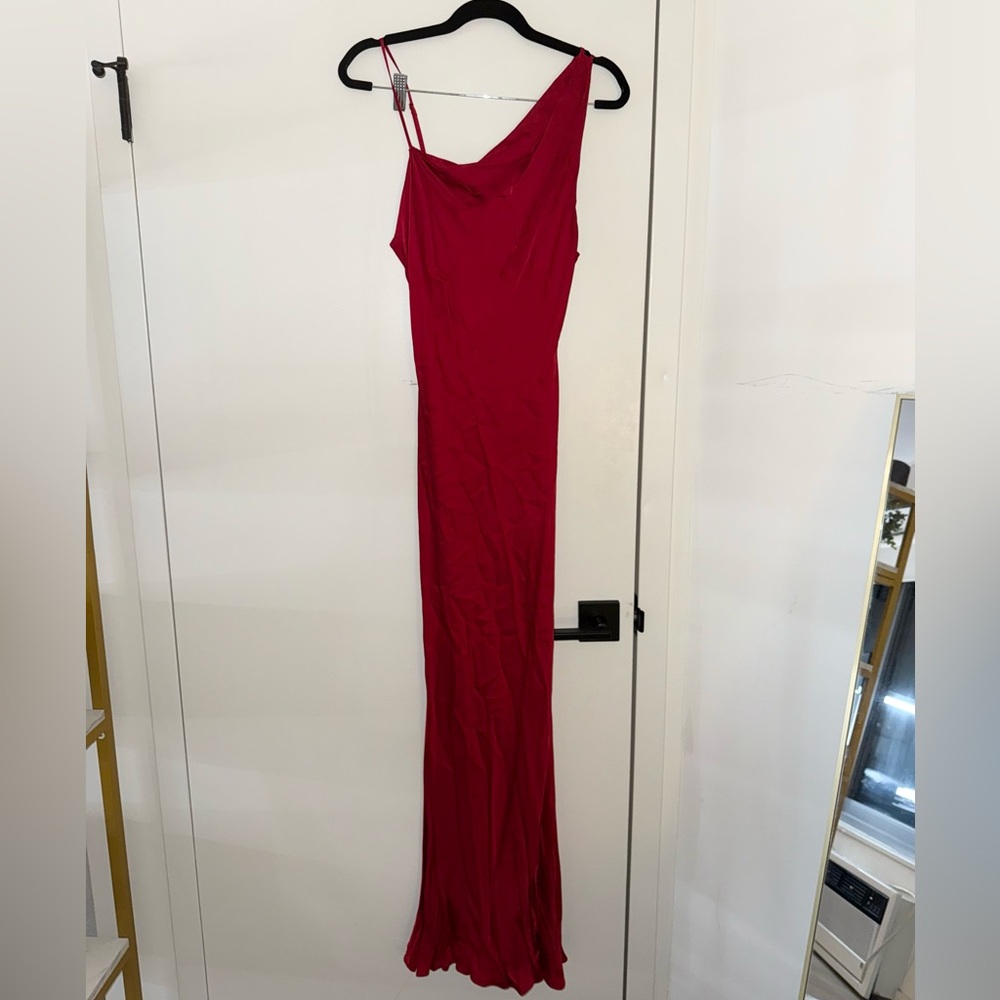 Zara Satin One Shoulder Red Dress